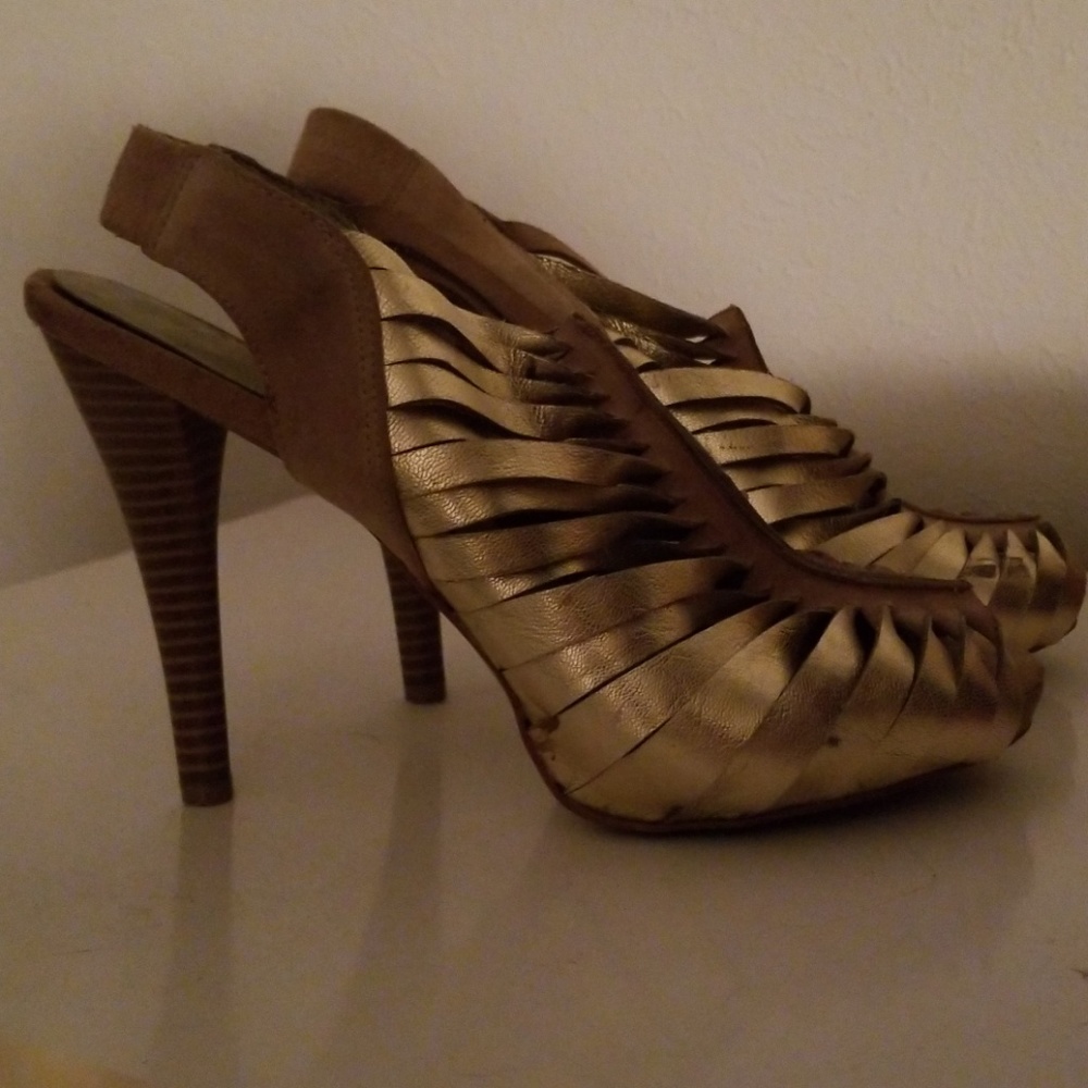 Gold heels.